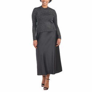 NWT Hilary Radley Womens Long Sleeve Sweater Sparkle Black Sz S $80 TT013